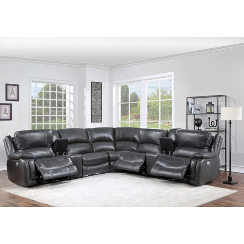 Wildon Home® Kylemore 7 Piece Leather Reclining Sectional Wayfair